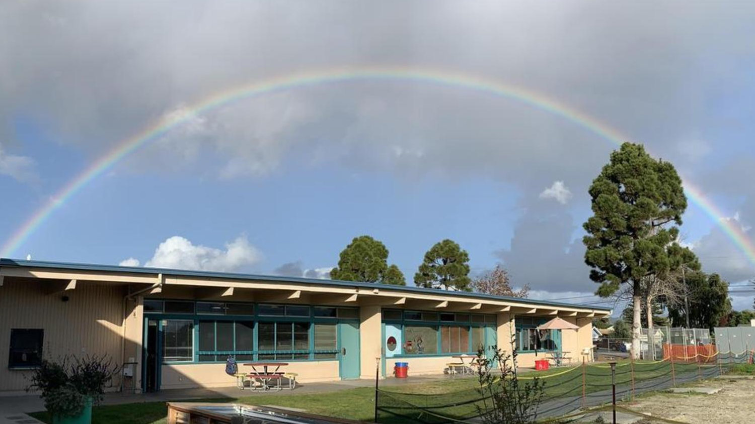 Harloe Elementary with rainbow
