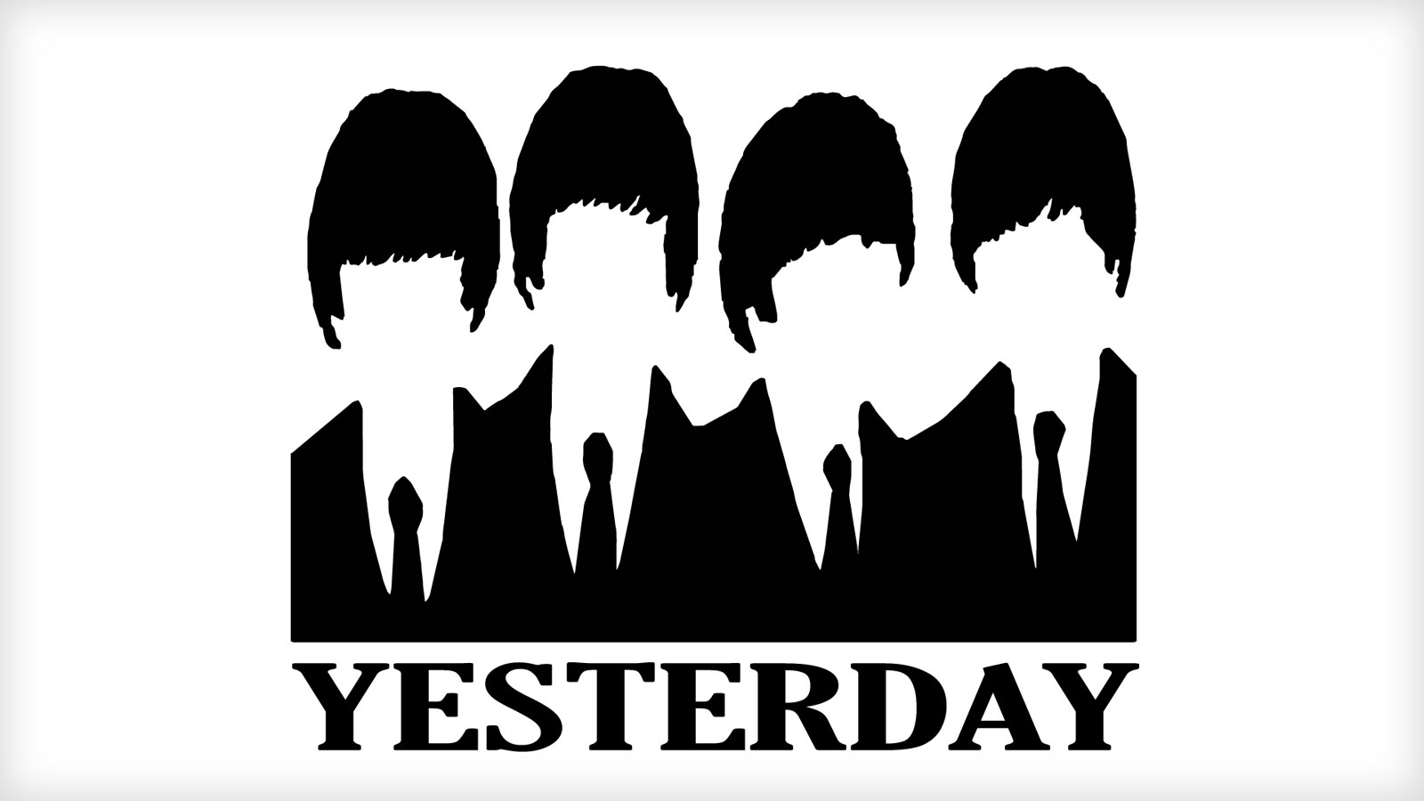 Composite of Yesterday text with silhouettes of The Beatles