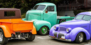 Photo of colorful vintage vehicles