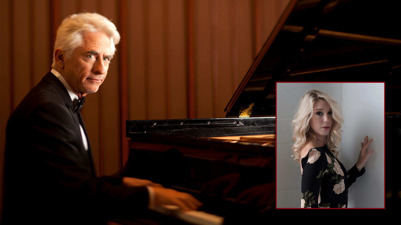 David Benoit at piano with inset of Courtney Fortnue