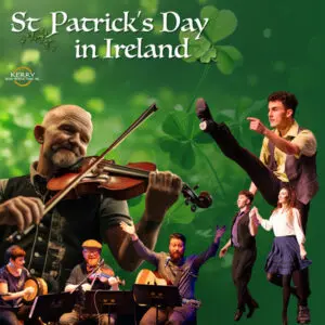 St. Patrick's Day in Ireland composite with band members and dancers