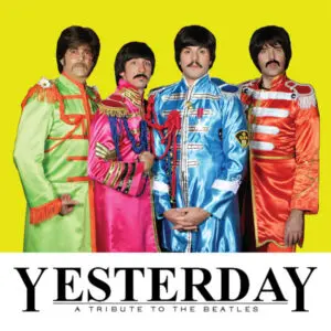 Members of the Yesterday band dressed as Sargent Peppers