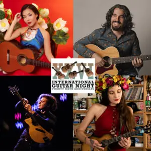 Musicians Thu Le, Lucas Imbiriba, Alexandr Misko, and Taimane for International Guitar Night.