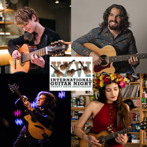 Musicians Stephanie Jones, Lucas Imbiriba, Alexandr Misko, and Taimane for International Guitar Night.