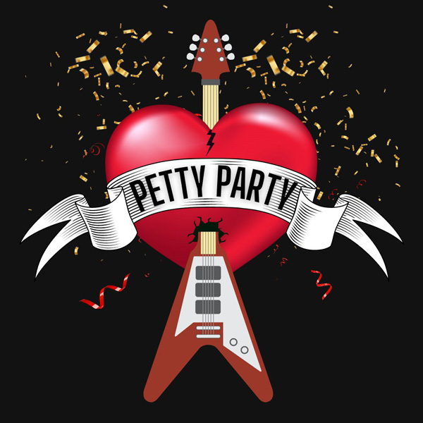 Petty Party graphic with guitar and heart