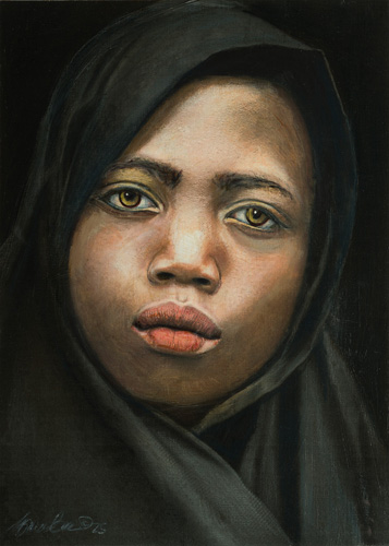 Painting of a face titled Empathy by Elizabeth Chaney