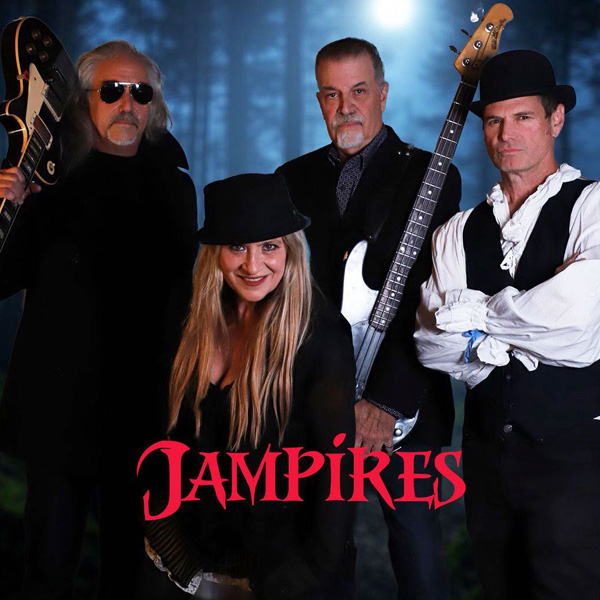 Members of the Jampires band posing with instruments